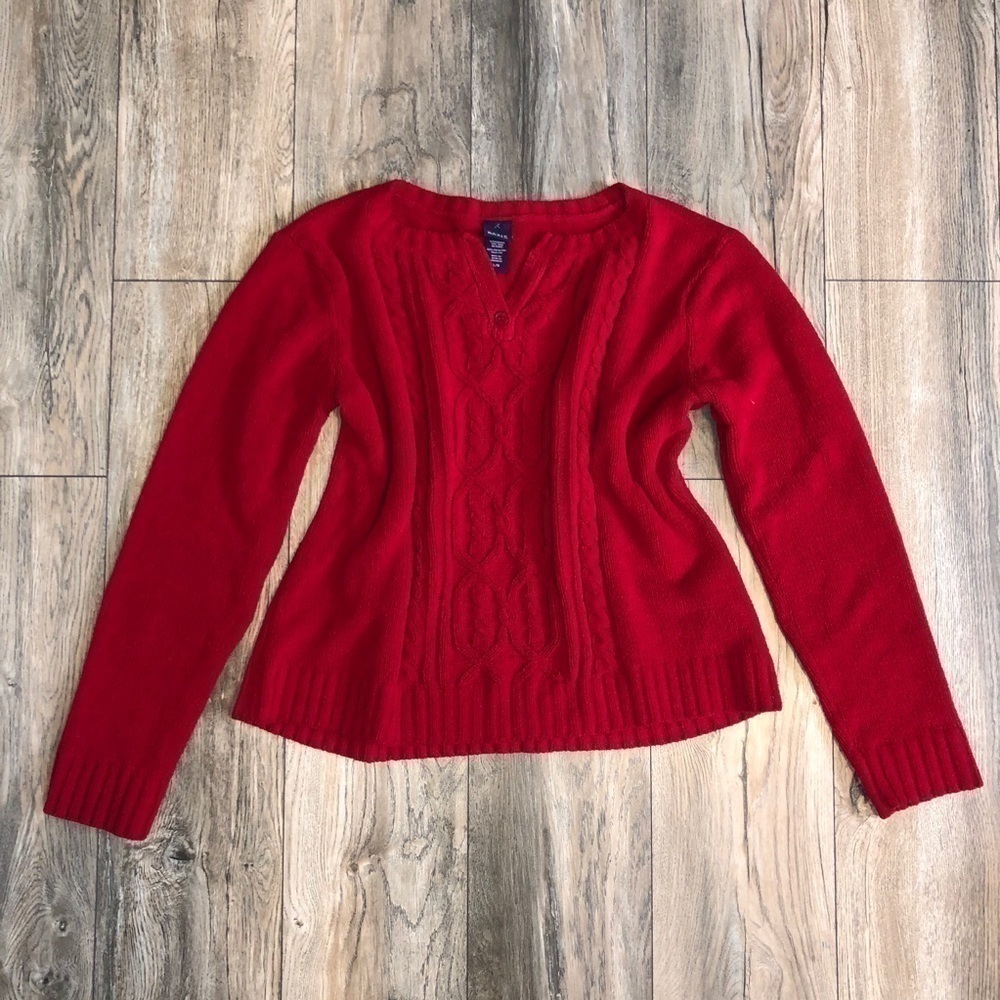 Basic Editions Red Cozy Cable Knit Chunky Oversized Sweater Size Large
